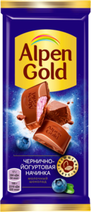 Молочный шоколад «Alpen Gold» с чернично-йогуртной начинкой, 80 г Молочный шоколад «Alpen Gold» с чернично-йогуртной начинкой, 80 г