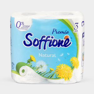 Туалетная бумага трехслойная «Soffione» Premio fresh, 4 рулона