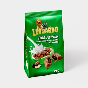 Готовый завтрак «Leonardo» Подушечки с шоколадно-ореховой начинкой, 250 г