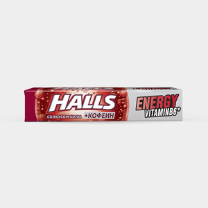 Карамель леденцовая «Halls» Energy со вкусом колы + кофеин, 25 г