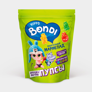Мармелад жевательный «Hippo Bondi & Friends» с игрушкой «Пупсы», 100 г