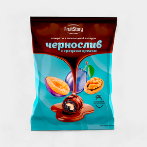 Конфеты «Fruitstory» Чернослив с грецким орехом в шоколадной глазури