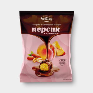 Конфеты «Fruitstory» Персик с арахисом в темном шоколаде