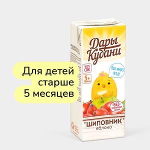 Сок «Дары Кубани» Шиповник-яблоко, 200 мл