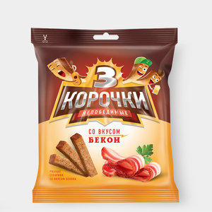 Сухарики «3 Корочки» со вкусом бекона, 40 г