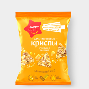 Чипсы «HAPPY CRISP» цельнозерновые кукурузно-рисовые «Альпийский сыр», 50 г