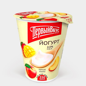 Йогурт 2.5% «Первый вкус» Персик-манго, 350 г