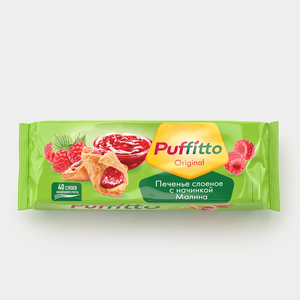 Печенье «Puffitto» слоеное с малиновой начинкой, 125 г