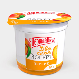 Йогурт двухслойный 6% «Первый вкус» Персик, 125 г