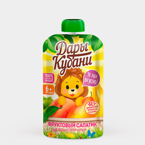 Пюре фруктовое «Дары Кубани» Фруктовый салатик, 90 г