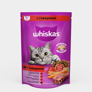 Сухой полнорационный корм «Whiskas» подушечки с паштетом, говядина, 350 г