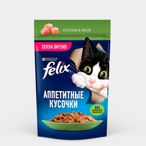 Корм для кошек «Felix» Аппетитные кусочки. Кролик в желе, 75 г