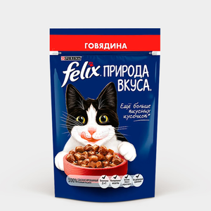 Корм для кошек «Felix» Природа вкуса, говядина, 75 г