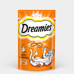 Лакомство для кошек «Dreamies» подушечки с курицей, 60 г