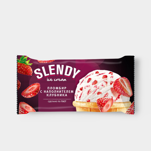 Пломбир «Slendy» с клубничным наполнителем, 80 г