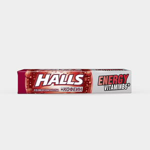 Карамель леденцовая «Halls» Energy со вкусом колы + кофеин, 25 г