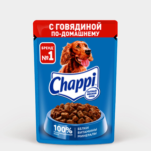 Корм для собак влажный «Chappi» «Сытный мясной обед» Говядина по-домашнему, 85 г