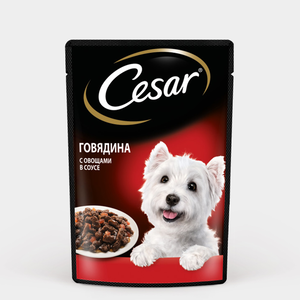 Влажный корм «Cesar» для взрослых собак, с говядиной и овощами в соусе, 85 г