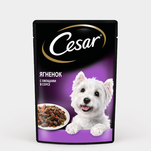 Влажный корм «Cesar» для взрослых собак, с ягненком и овощами в соусе, 85 г