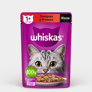 Влажный корм «Whiskas» желе с говядиной и ягненком, 75 г