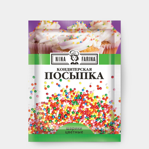 Кондитерская посыпка «Nina Farina» Цветные шарики, 15 г