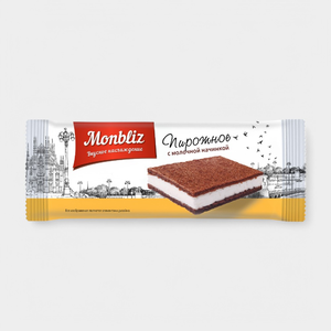 Пирожное бисквитное «MONBLIZ» с молочной начинкой, 38 г