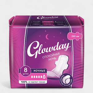 Прокладки «Glowday» Ночные, 8 шт