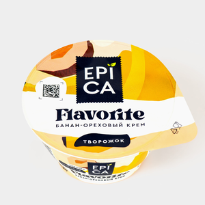 Десерт творожный 7.6% «Epica» Flavorite Банан и ореховый крем, 130 г