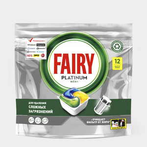 Капсулы для посудомоечных машин «Fairy» Platinum All in 1 Лимон, 12 шт