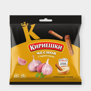 Сухарики «Кириешки» ржаные со вкусом чеснока и сырным соусом, 85 г
