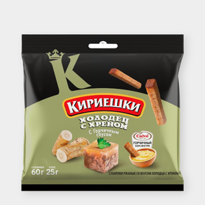 Сухарики «Кириешки» со вкусом холодца с хреном и горчичным соусом «Calve», 85 г