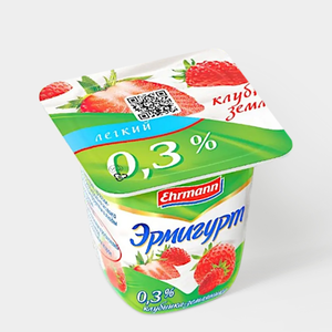 Йогуртный продукт 0.3% «Эрмигурт» «Легкий», клубника-земляника, 100 г