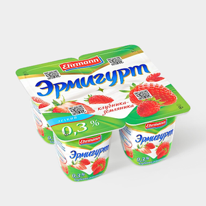 Йогуртный продукт 0.3% «Эрмигурт» «Легкий», клубника-земляника, 100 г