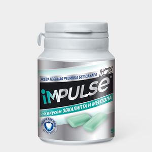 Жевательная резинка «Impulse ICE» со вкусом эвкалипта и ментола, 56 г