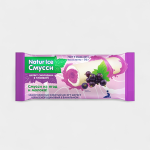 Мороженое «Natur Ice» Смусси Шербет смородина в пломбире, 70 г