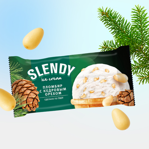 Пломбир «Slendy» с кедровым орехом, 80 г