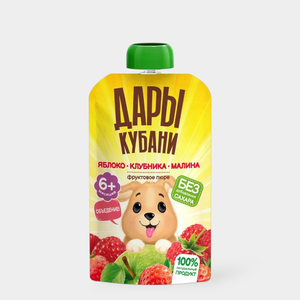 Пюре «Дары Кубани» Яблоко, клубника, малина, 90 г