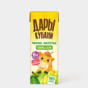 Сок «Дары Кубани» яблочно-виноградный, 200 мл
