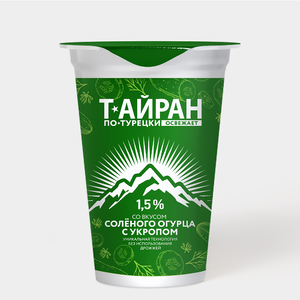 Напиток кисломолочный 1.5% «Тайран по-турецки» со вкусом соленого огурца с укропом, 220 г