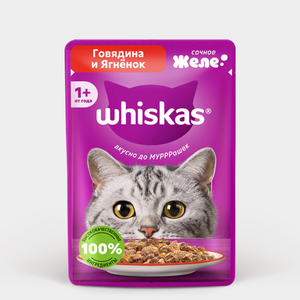 Влажный корм «Whiskas» желе с говядиной и ягненком, 75 г