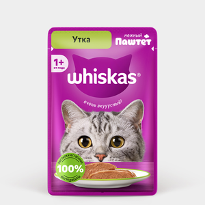 Влажный корм для кошек «Whiskas» паштет с уткой, 75 г