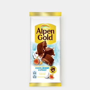 Шоколад молочный «Alpen Gold» Кокос,инжир и крекер, 270 г