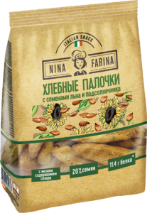 Хлебные палочки «Nina Farina» с семенами льна и подсолнечника, 160 г