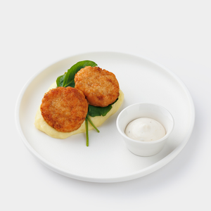 Рыбные битки с картофельным пюре и соусом тартар, 235 г