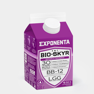 Напиток кисломолочный «Exponenta» BIO-SKYR 3 в 1, черника-голубика, 500 г