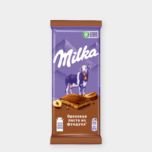 Молочный шоколад «Milka» с ореховой начинкой и дробленым Фундуком, 80 г