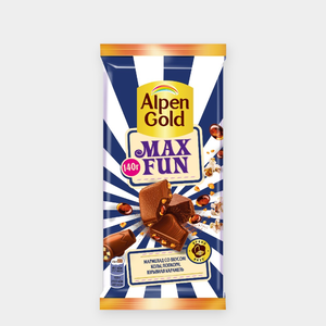 Шоколад молочный «Alpen Gold» Мармелад со вкусом колы, попкорн и взрывная карамель, 140 г