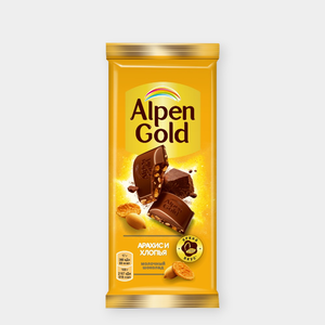 Шоколад молочный «Alpen Gold» с арахисом и кукурузными хлопьями, 80 г