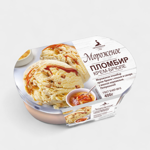 Пломбир «Петрохолод» крем-брюле с кешью в сахаре с мягкой карамелью, 400 г