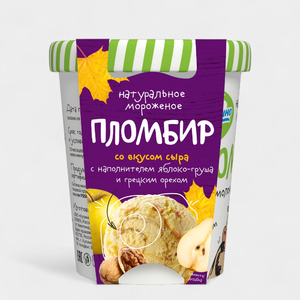 Мороженое «Из молочного края» со вкусом сыра с наполнителем яблоко-груша и грецким орехом, 270 г